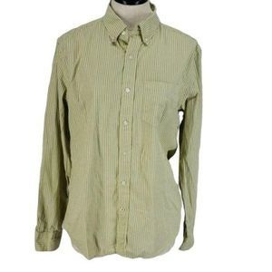 American Eagle Athletic Yellow Blue Striped Button Down Long Sleeve Shirt Size M